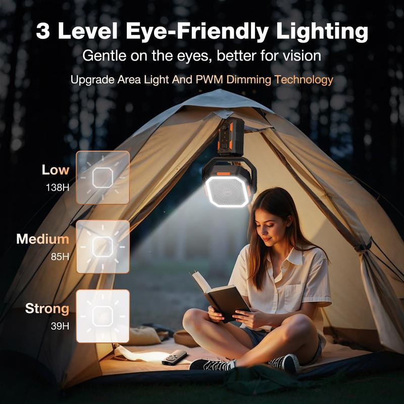 Rechargeable Camping Fan With Light