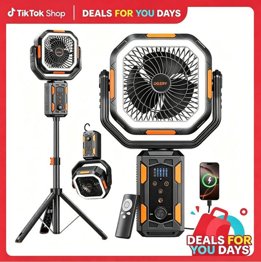 Rechargeable Camping Fan With Light