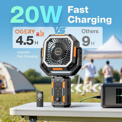 Rechargeable Camping Fan With Light