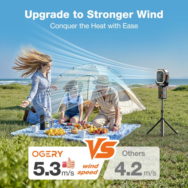 Rechargeable Camping Fan With Light