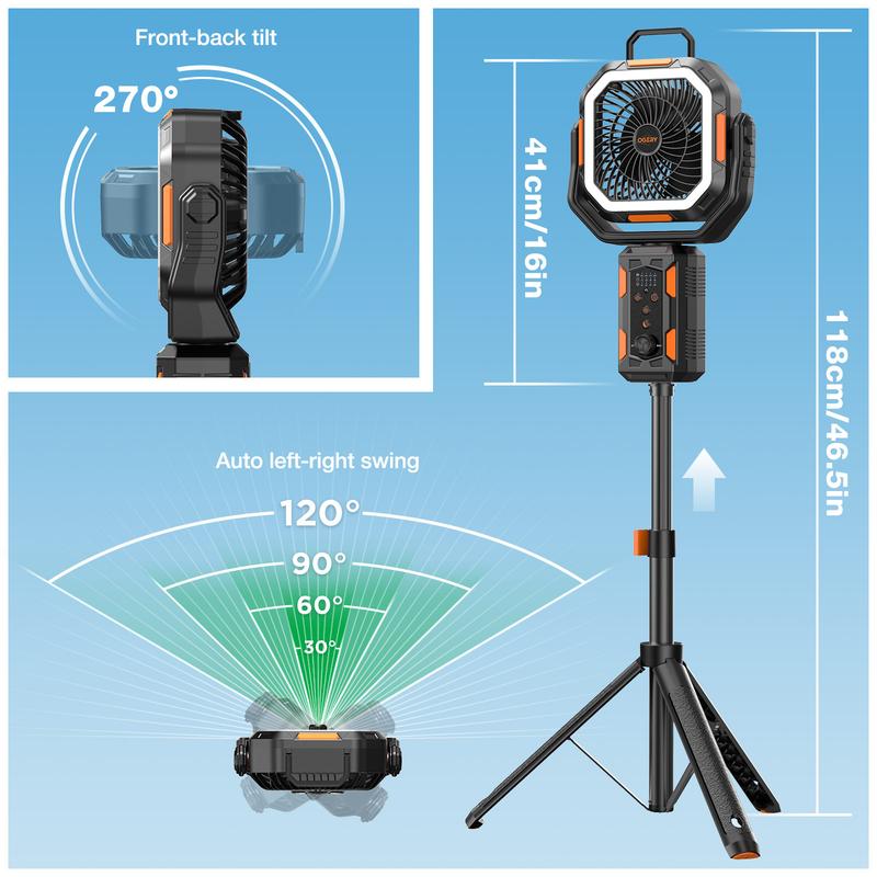 Rechargeable Camping Fan With Light