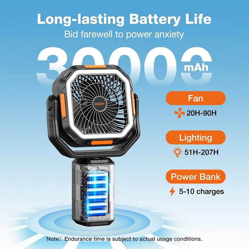Rechargeable Camping Fan With Light