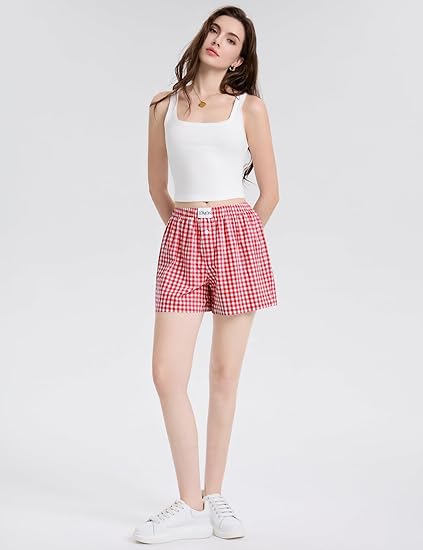 Premium Gingham Lounge Boxer Shorts Women