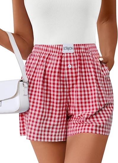 Premium Gingham Lounge Boxer Shorts Women