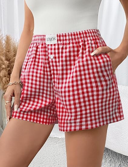 Premium Gingham Lounge Boxer Shorts Women