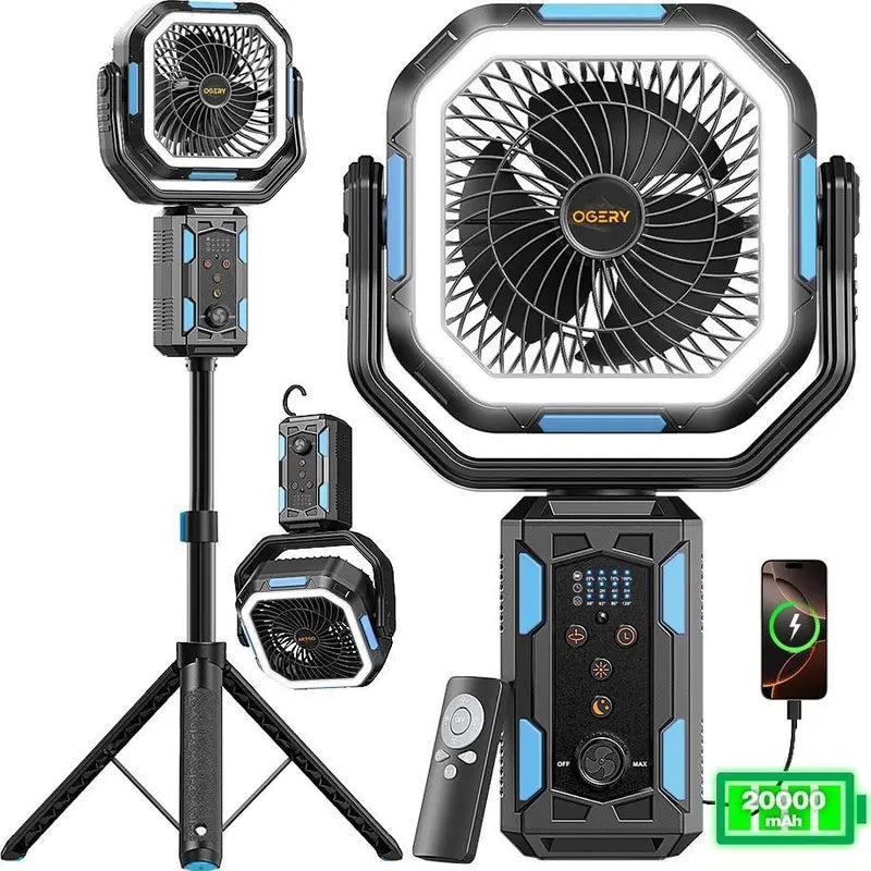 Rechargeable Camping Fan With Light
