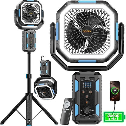 Rechargeable Camping Fan With Light