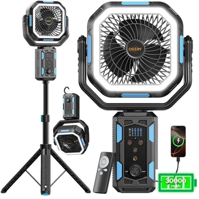 Rechargeable Camping Fan With Light