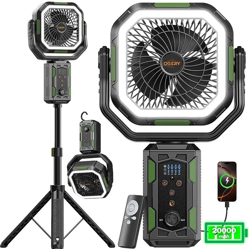 Rechargeable Camping Fan With Light