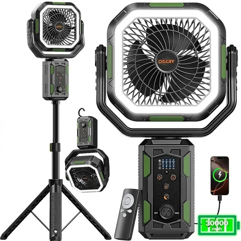 Rechargeable Camping Fan With Light