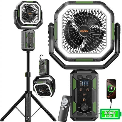 Rechargeable Camping Fan With Light