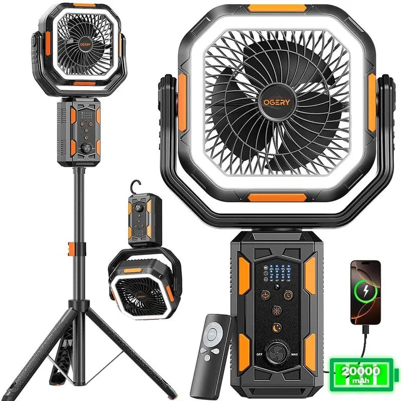 Rechargeable Camping Fan With Light