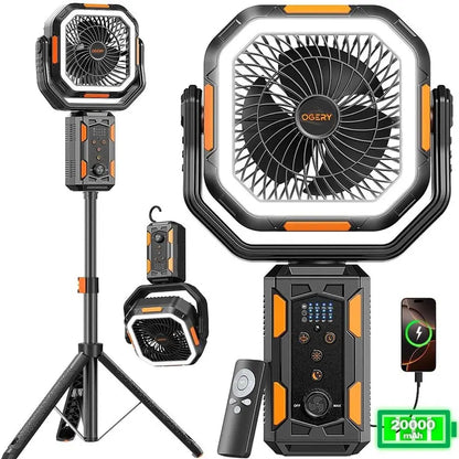 Rechargeable Camping Fan With Light