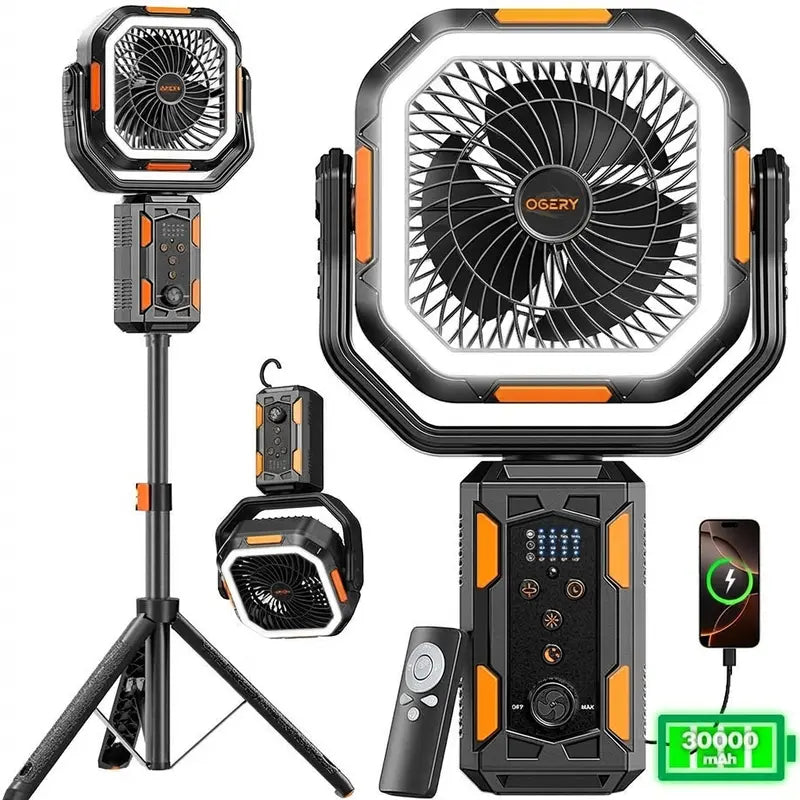 Rechargeable Camping Fan With Light