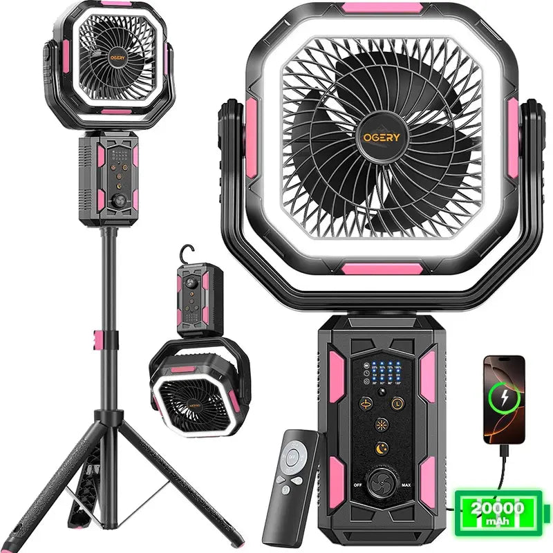 Rechargeable Camping Fan With Light