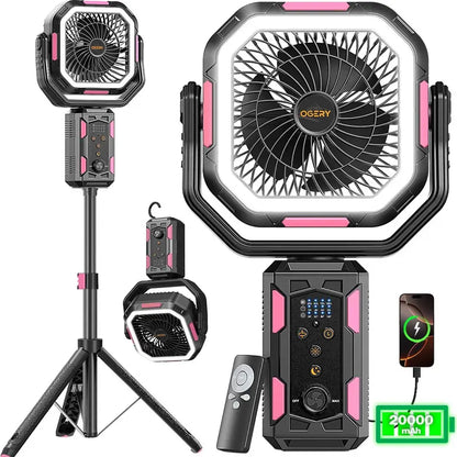 Rechargeable Camping Fan With Light