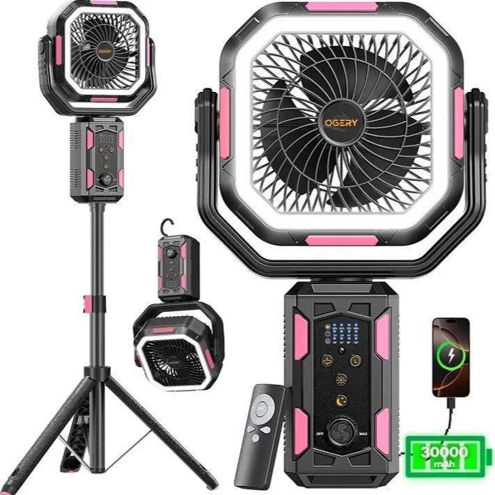 Rechargeable Camping Fan With Light