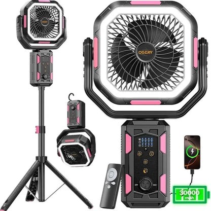 Rechargeable Camping Fan With Light